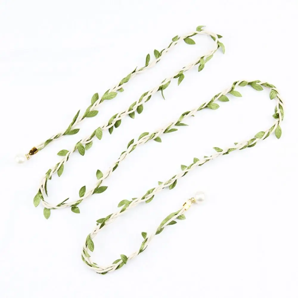 Simple Leaf Ethnic Style Waist Belt Bohemian Thin Leather Weave Waist Chain Waistband Decor All-match Dress Decoration Party