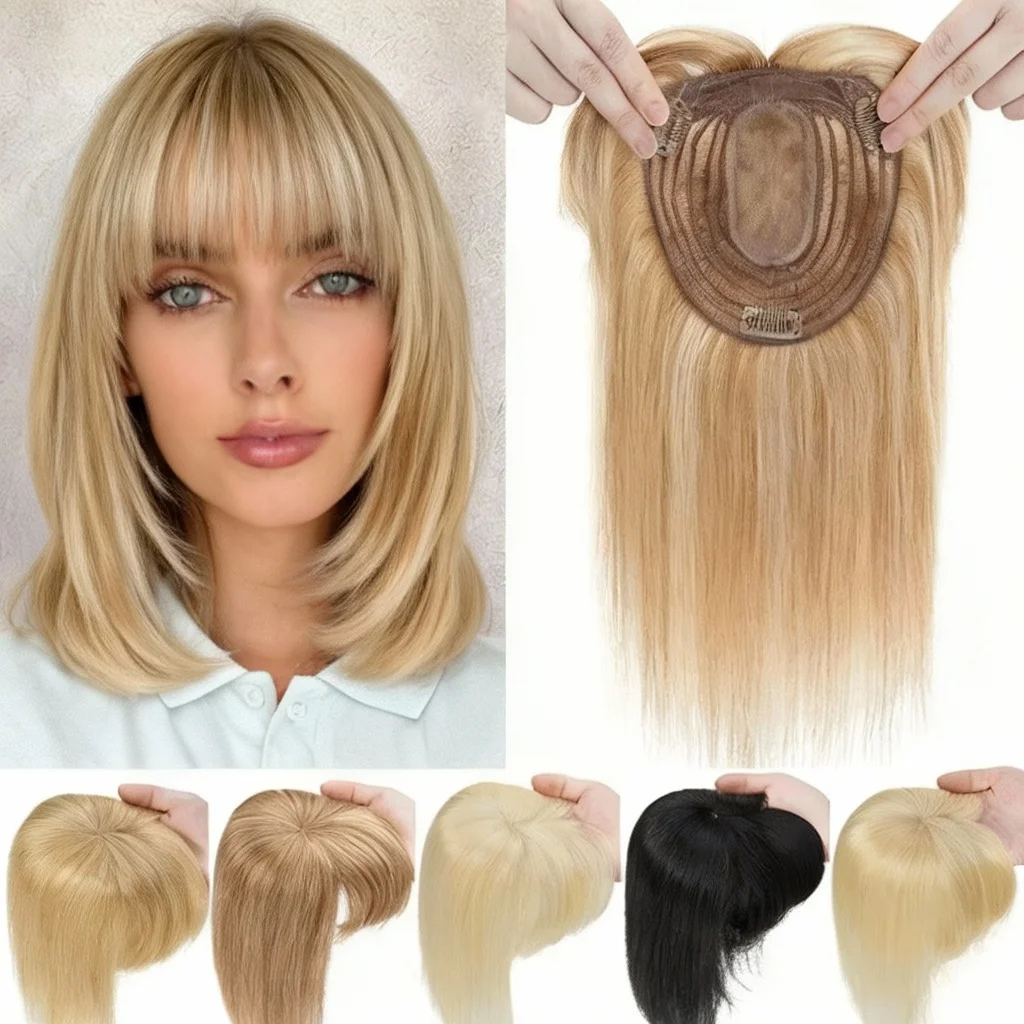 

Оптовая продажа: Накладка-тупер из 100% натуральных человеческих волос машинного плетения, на заколках, для женщин с редеющим волосом, различные цвета, быстрая доставка