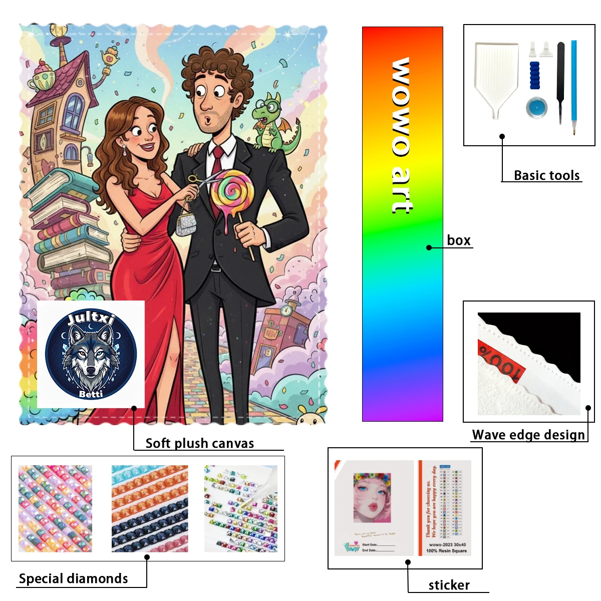 

【Betti_ Diamond Art】Sweet couple Crystal AB Rhinestone FD Rhinestone Perfect Resin Diamond