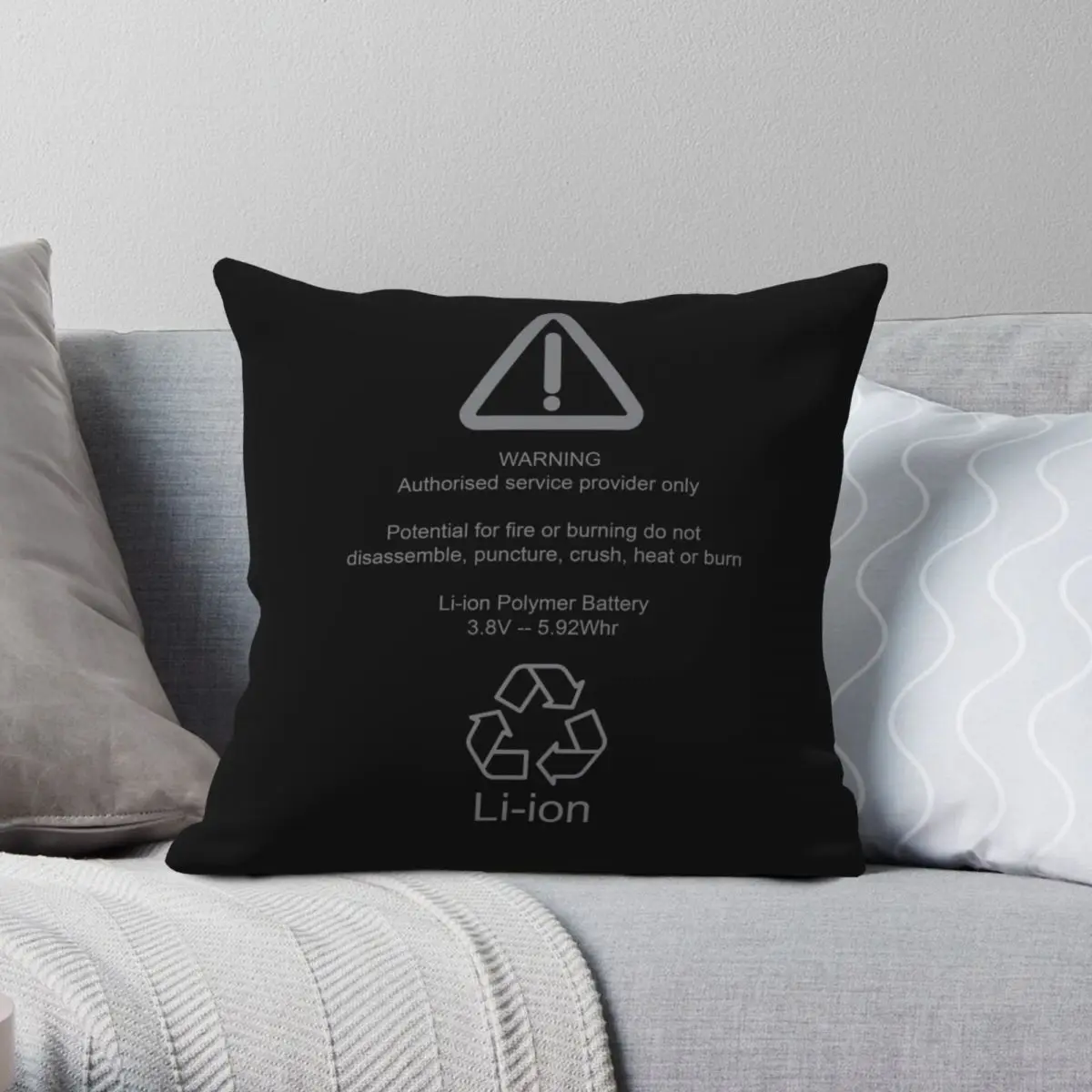 Bulging Lithium Ion Battery Warning Square Pillowcase Polyester Linen Velvet Printed Zip Decorative Room Cushion Cover 18