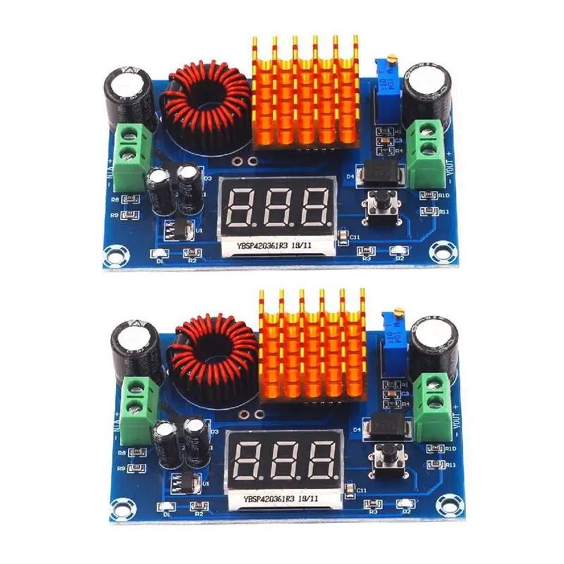 ABKL-2Pcs XH-M411 DC 4-35V To 5-45V Boost Module Digital Voltmeter Boost Converter Board 5A Power Adjustable Step-Up Module