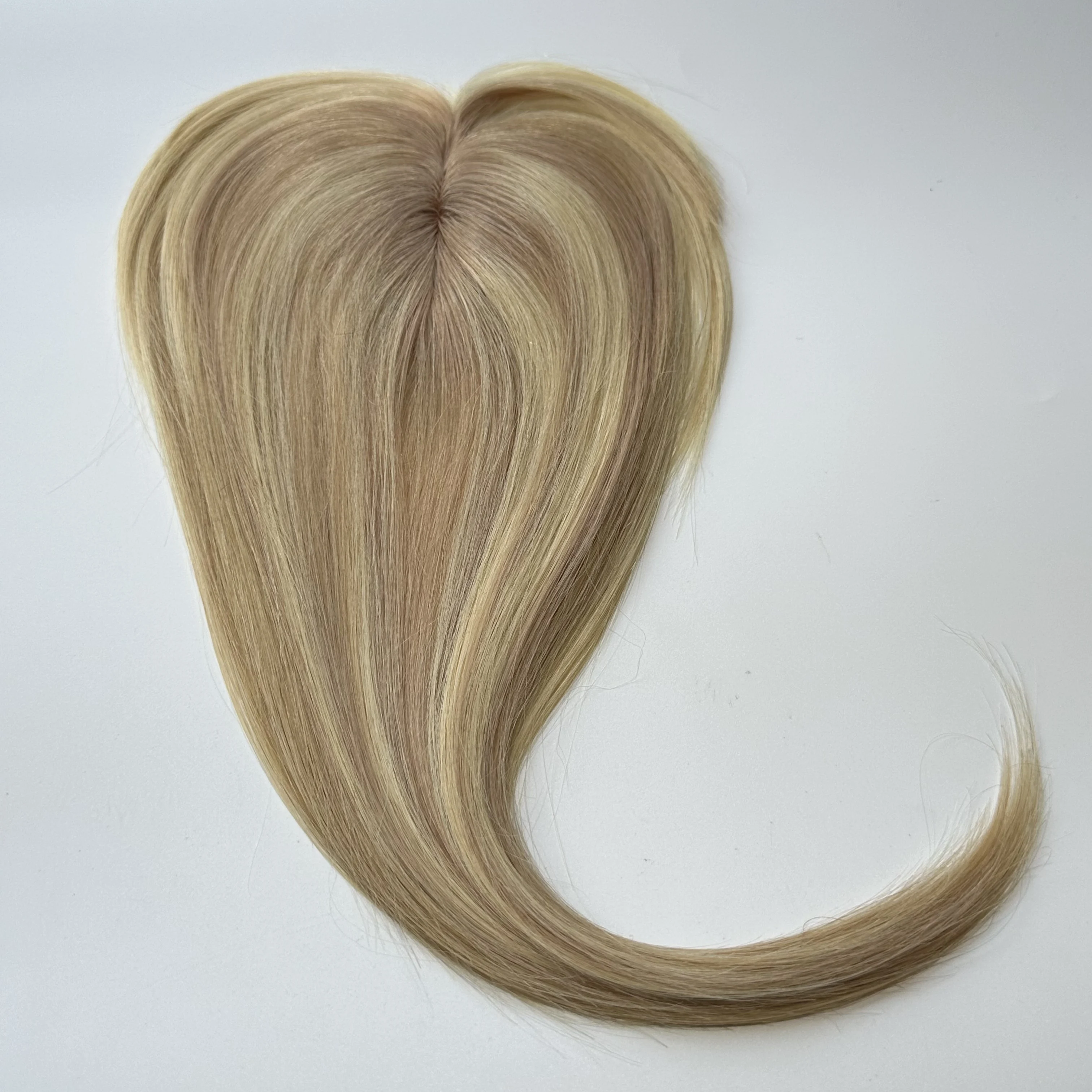 100% Human Hair Women Topper Machine Made Wig Hairpiece With Clips Breathable Comfort Colors #1B/#613 Fast Ship Dropshipping image 3