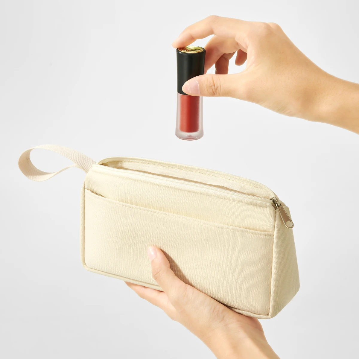 Portable Simple Pencil Case Double-Layer Stationery Bag Zipper Pencil Bag Storage Bag Student Lipstick Coin Purse Small Bag Hand-Painted Bag Training Class