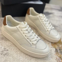 Jenny&Dave Fashion Shoes Women Genuine Leather Shoes Women Increase Sole Patchwrok White Casual Sneakers