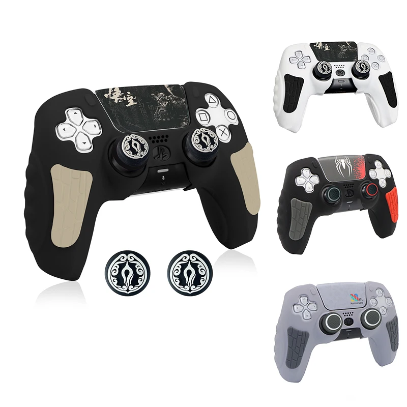 Funda Protectora de Silicona Antideslizante para Control de PS5 Black Myth Goku, Compatible con PS5/Slim/Pro, con Adhesivos para los Joysticks