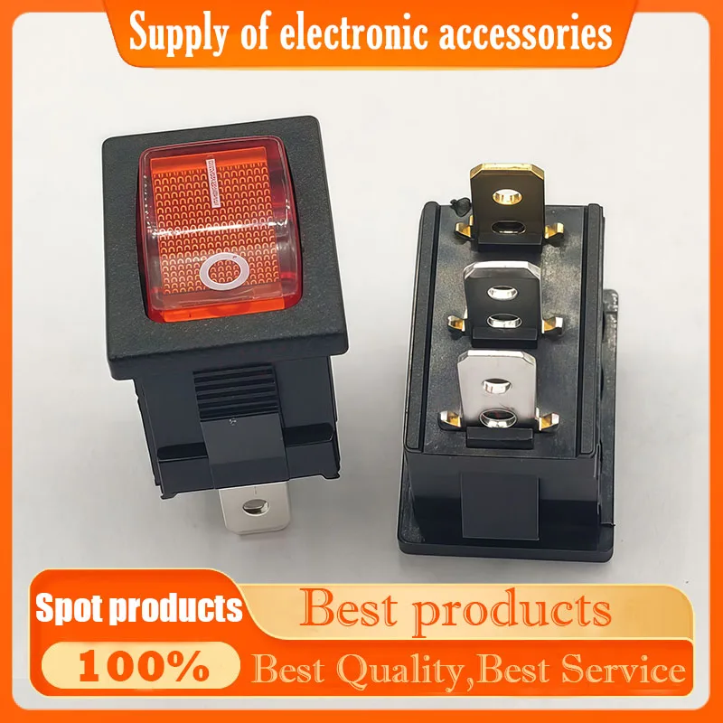 Ship-shaped switch TH1-KCD1 15X21mm 3-pin 2-position with red light 15A 125/250V power switch
