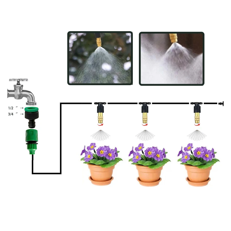 10-30m Garden Watering System Automatic Irrigation Spray Sprinkler System Garden Potted Drip Irrigation Kit Spray Cooling Kit