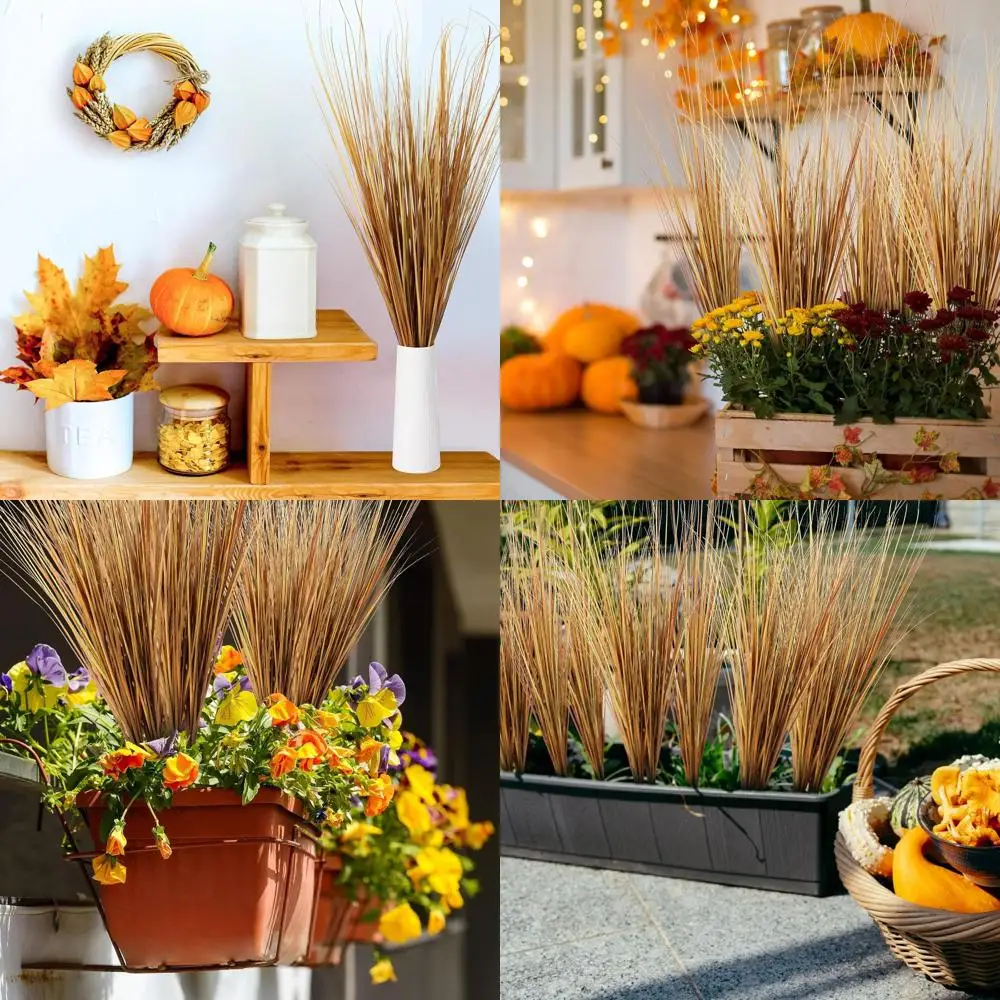 

12 Pack Tall Onion Grass Artificial Plants, 33 UV-Resistant for Outdoor and Indoor Use, Ideal for Autumn Decor and Vase Arrangem