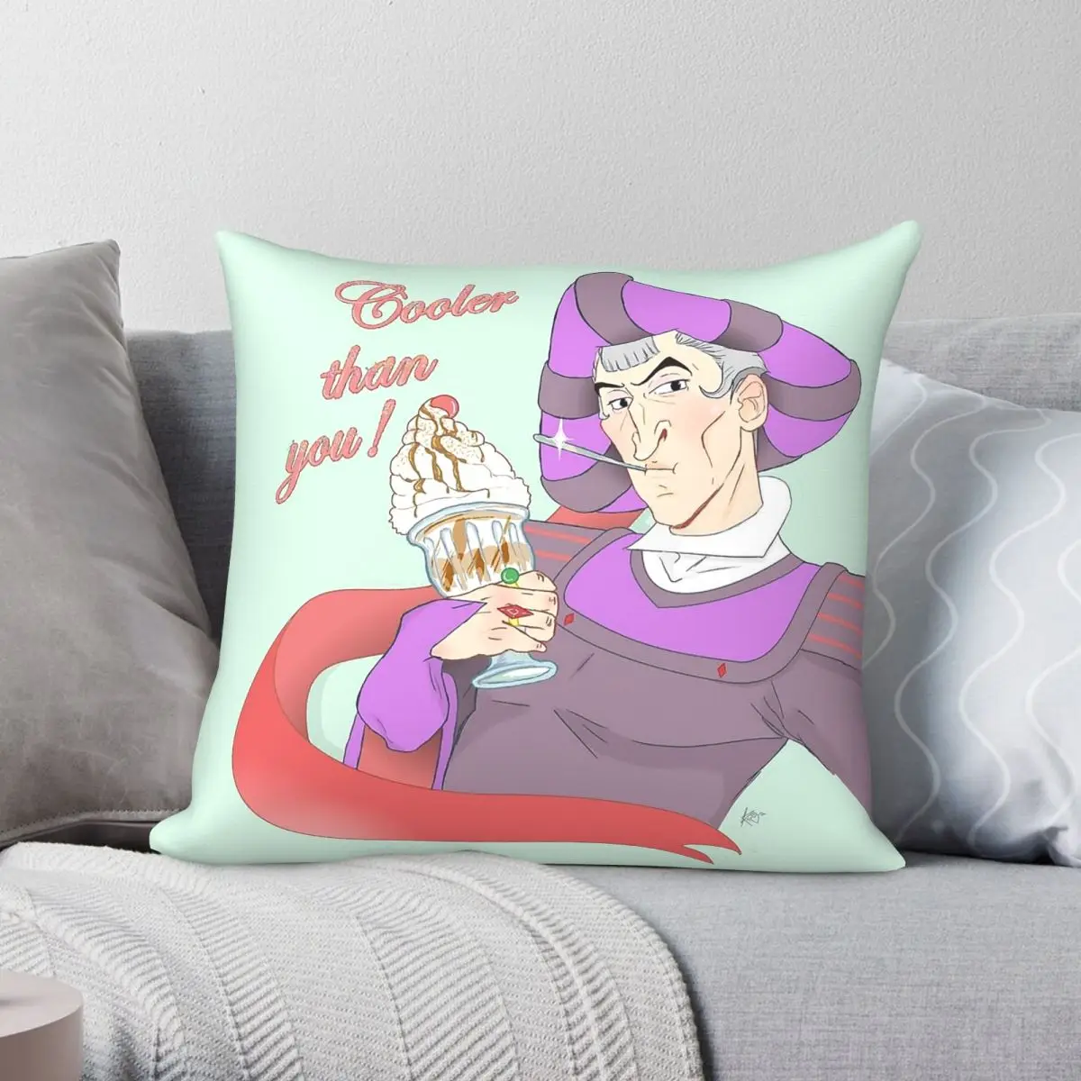 Sundae Claude Frollo Square Pillowcase Polyester Linen Velvet Printed Zip Decorative Sofa Cushion Cover 18