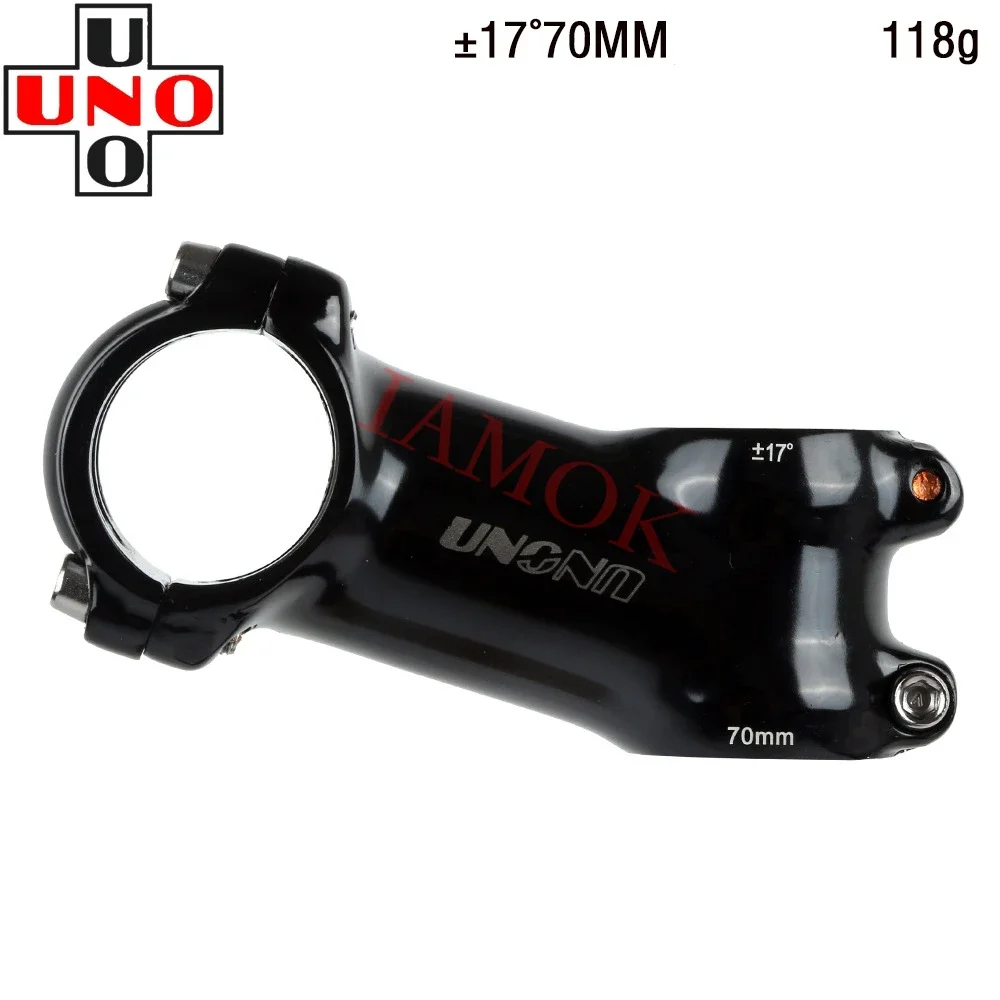 

UNO AS-007N Bike Ultra Light Glossy Black Stem Iamok 7/17 Degree 60-130mm 31.8x28.6mm Gray Logo Stems Bicycle Parts