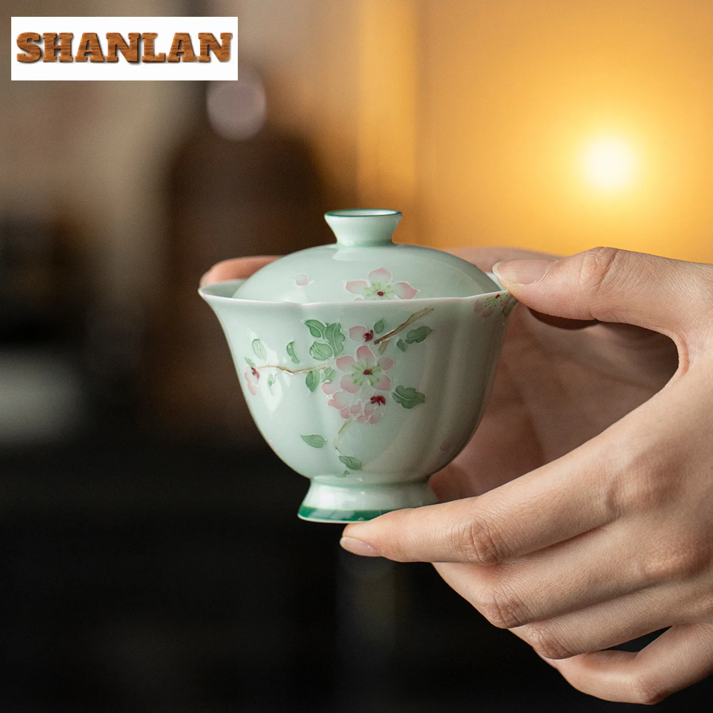 

100 мл ручная роспись грушевого цвета High Foot Gaiwan Чайная варенья ручной работы Чайная миска с крышкой Набор Чайник Крышка Чаша для чайного ремесла