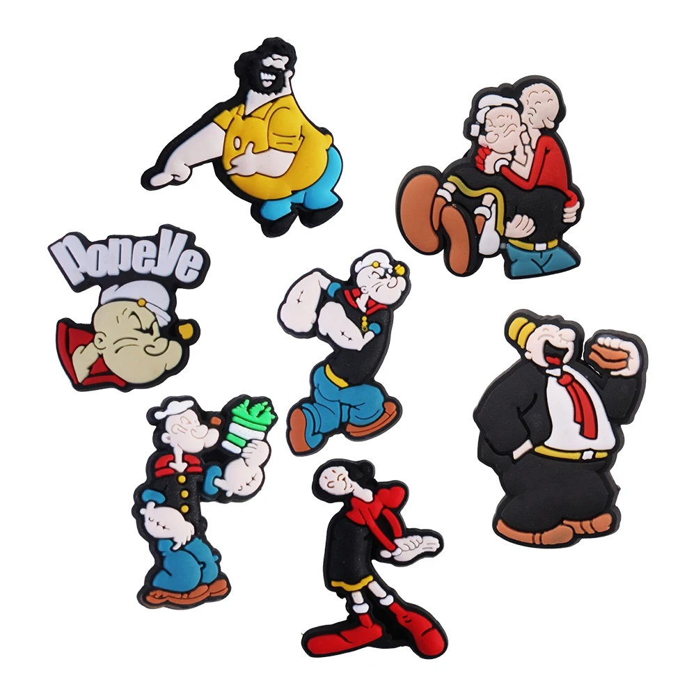 8/9pcs Cartoon Sailor Captain British Comedy PVC Shoe Charm Wholesale DIY Detachable Bubble Clog Decor Kid Adult XMas Party Gift