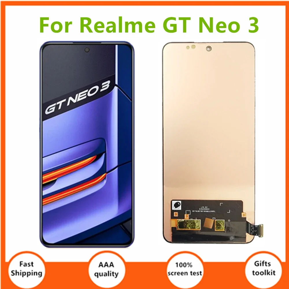 

ЖК-дисплей для Realme GT Neo 3, сенсорный экран, 6,7 ", GT Neo 3, RMX3561, RMX3560, ЖК-дисплей в сборе