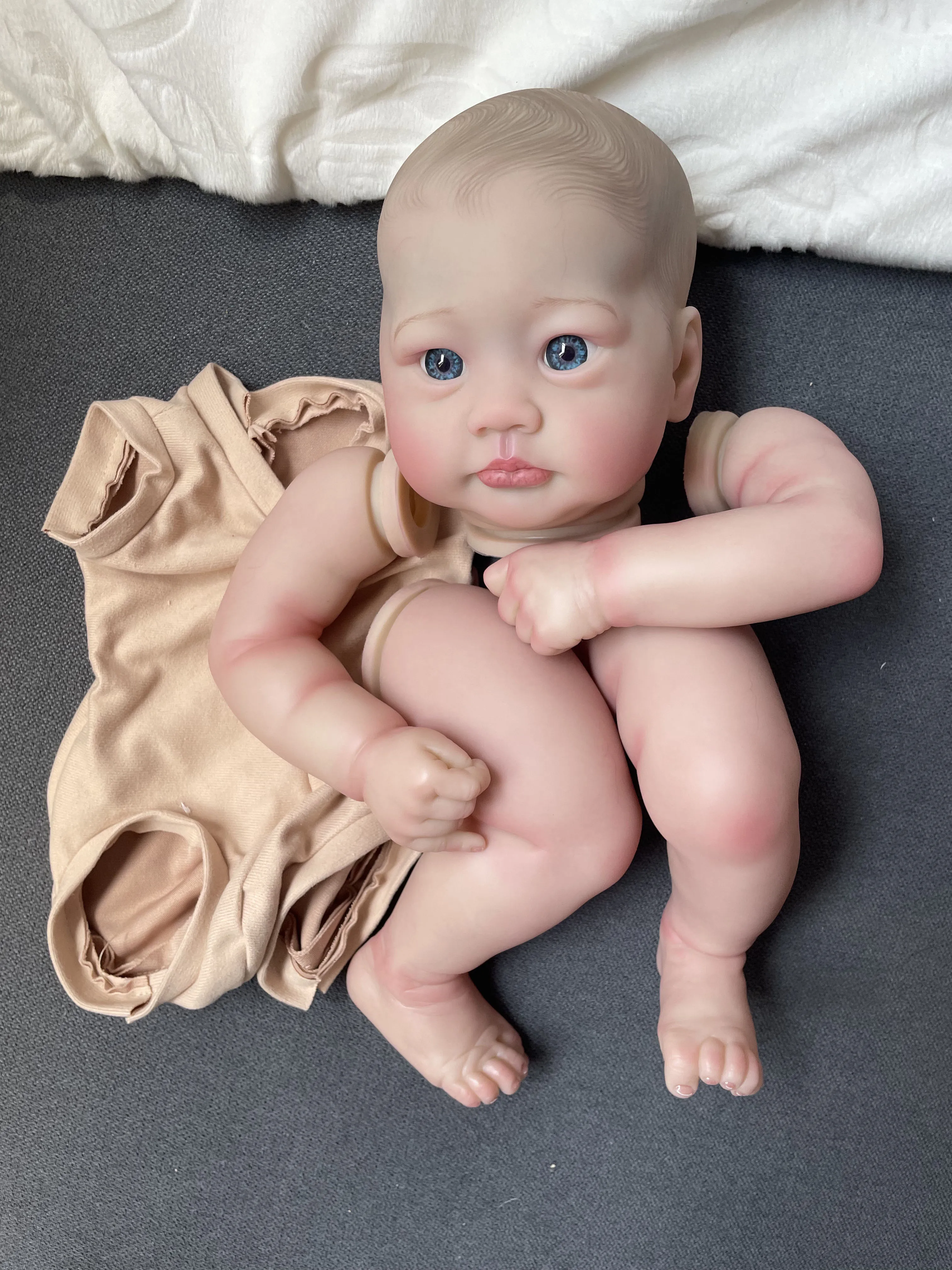 19inch Lali Reborn Doll Kit Lifelike 3D Skin Multiple Layers Painting Doll Parts With Visible Veins Hand Drawn Hair