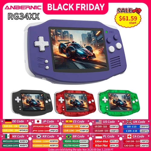 Imagen 1 del producto Consola de juegos portátil ANBERNIC RG 34XX, pantalla IPS de 3,4 pulgadas, 720x480, Linux, 64 bits, 3500mAH, Bluetooth, RG34XX, reproductores de videojuegos Retro