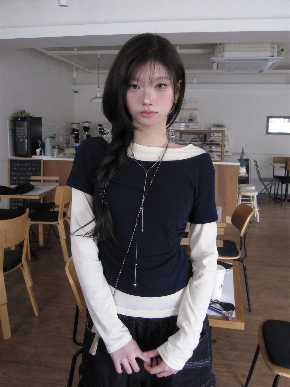 Casual Style Short Sleeve T-Shirt Slimming Waistline Design Long Sleeve Top Set Women's Spring Fashion Breathable Skin-friendly