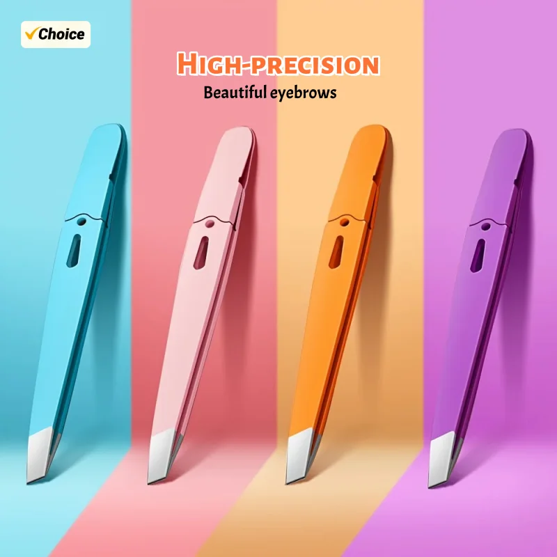 1/2/4PCS Eyebrow Tweezer Colorful Hair Beauty Fine Hairs Puller Stainless Steel Slanted Eye Brow Clips Removal Makeup Tools