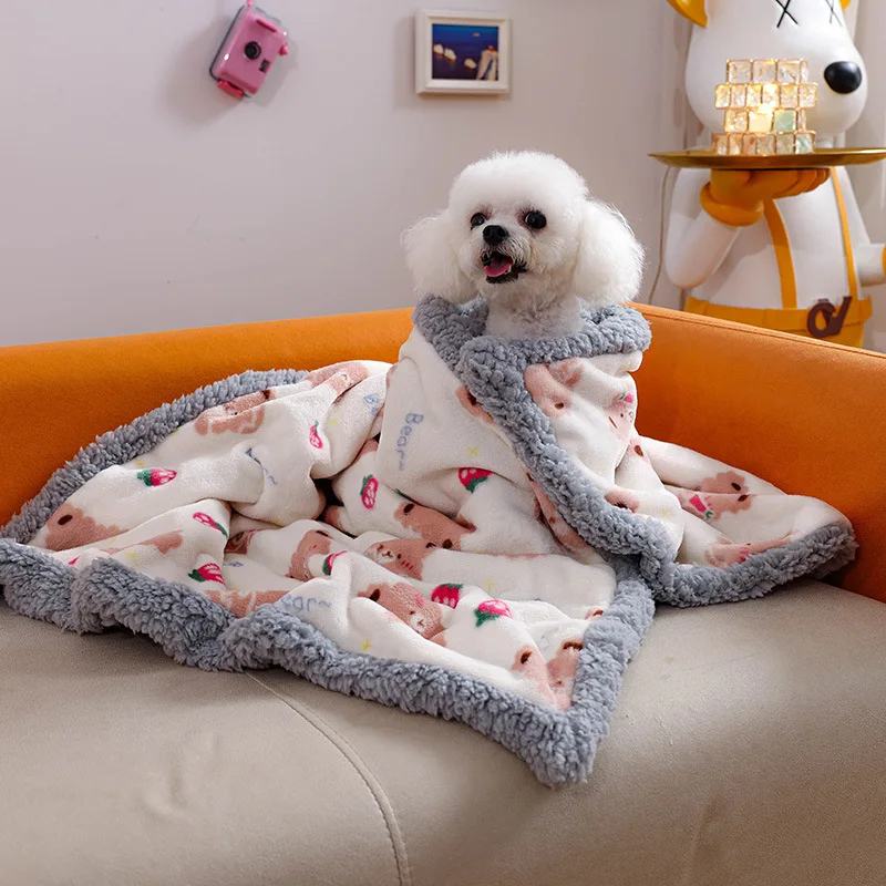 الكلب بطانية طبقة مزدوجة سميكة لحاف وسادة أفخم بطانية للحيوانات الأليفة أريكة سرير الكلب الحصير منتجات الحيوانات الأليفة المنزل السجاد ممسحة #1