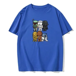 Men's & Women's Short Sleeves, Darth Vader Cartoon Yoda Print T-Shirt, Summer 100% Cotton New Popular Style Rick and Morty