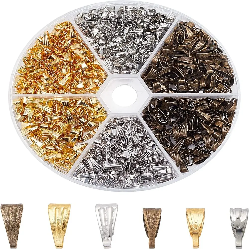 

1 Box 810Pcs 6 Styles Iron Snap on Bails Mixed Colors 150Pcs/Style