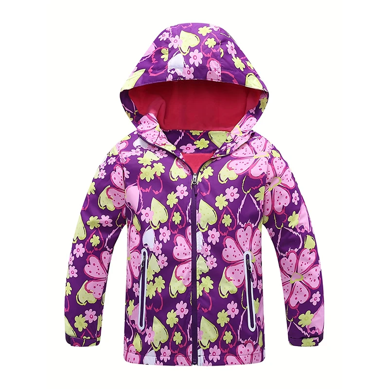 Girls Windbreaker Jacket For Child Clothing 2021 Brand Flower Polar Fleece Girls Outerwear Coat Spring Autumn 3-12T Kids Jackets