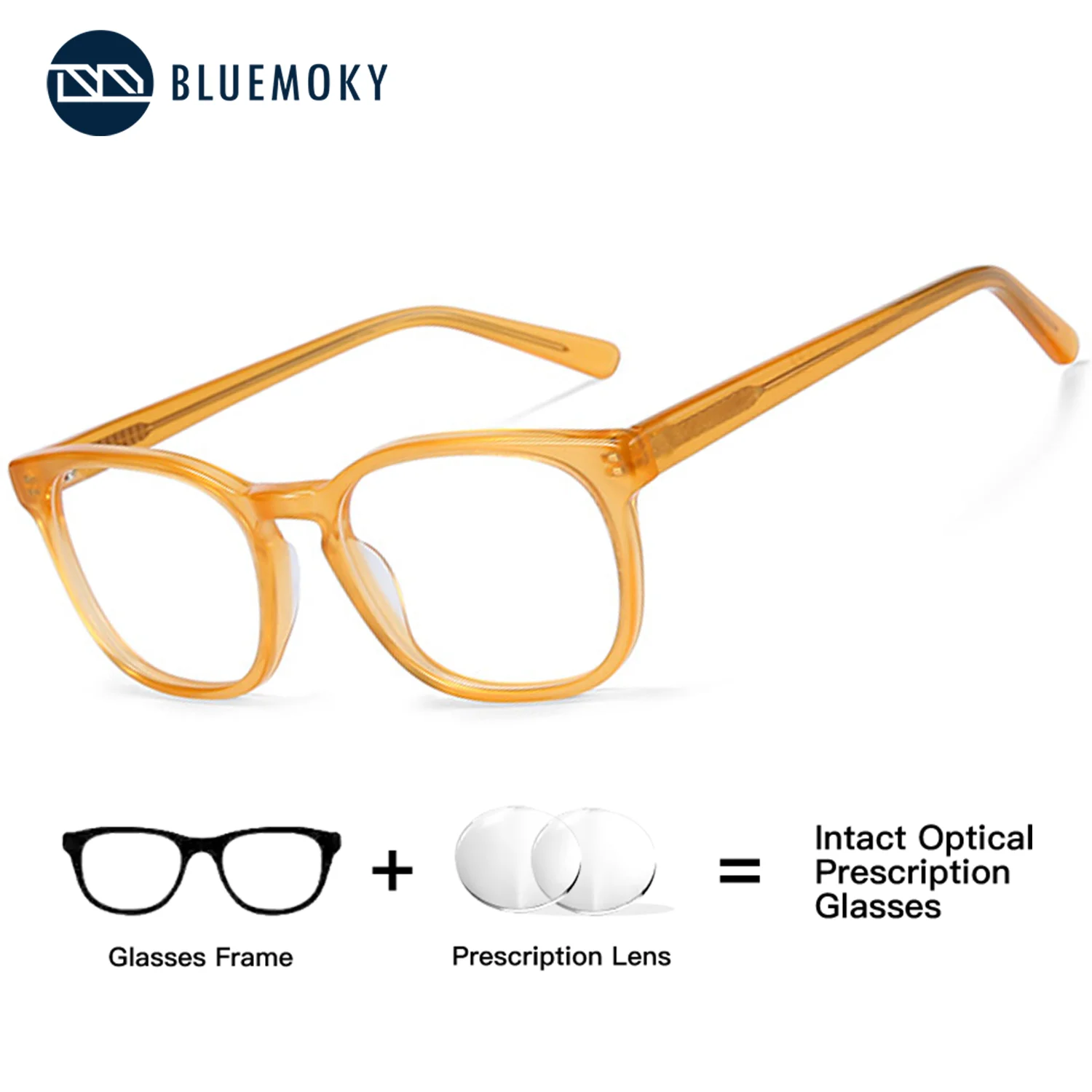 

BLUEMOKY Women Square Photochromic Prescription Acetate Frame for Outdoor Blue Light Blocking progressive Dioptric