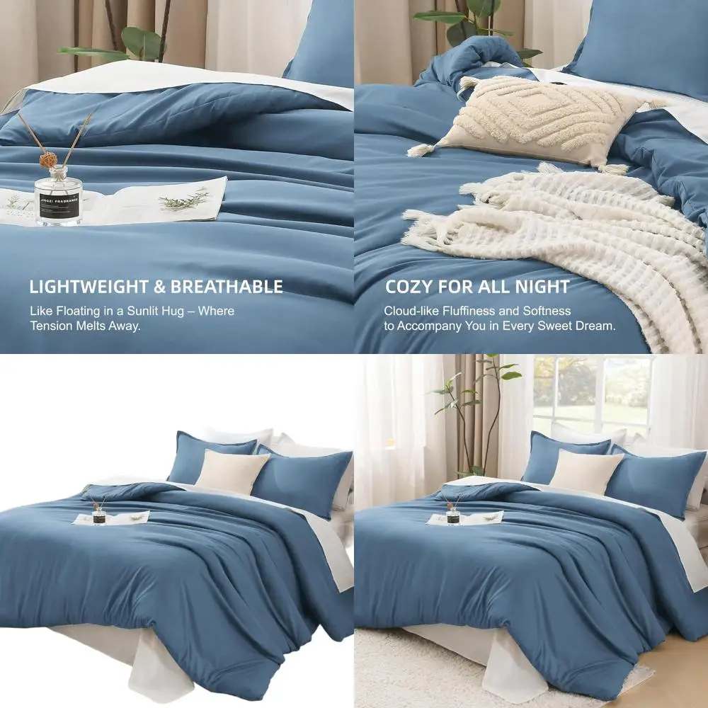 

Ocean Blue California King Size Lightweight Solid 3-Piece Bedding Set, All-Season Comfort (104x96 Comforter & 2 Pillowcases)