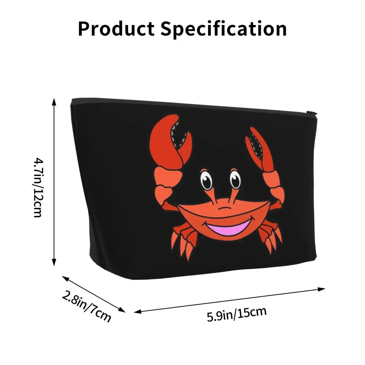 Cute Happy Crab Sea Animal Travel Cosmetic Bag Makeup Bag Zipper Bag Cosmetic Case Cosmetics Organizer For Women Female Gift