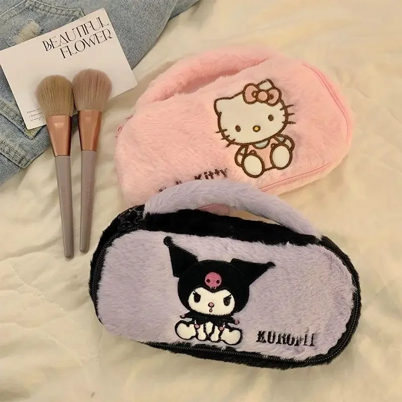 Estuche para lápices Kuromi, organizador de papelería de gran capacidad estético de alto valor para almacenamiento de brochas de maquillaje escolar, bolsa de cosméticos bonita