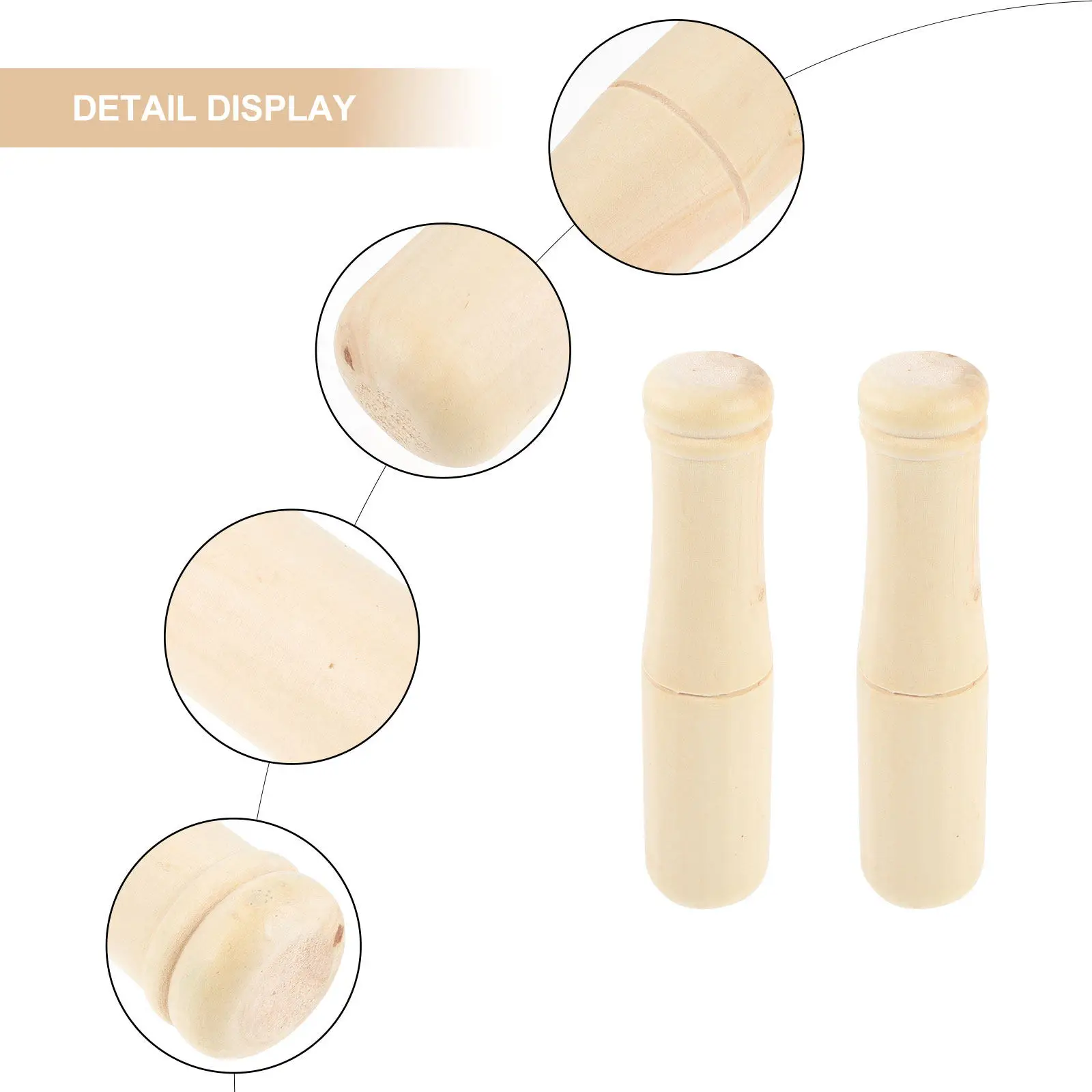 2Pcs Wooden Pestle for Chinese Medicine Grinding Kitchen Garlic Masher Spice Grinding Rod Manual Food Grinder Tool