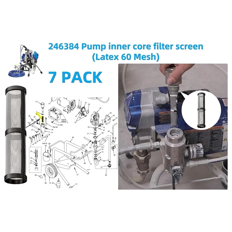 ABVG-(5+7+7) do zestawu filtrów opryskiwacza - wymienny rdzeń wewnętrzny 3 w 1, słomka 246385 / 246384 / 287032   Kompatybilny z 390 395 490 495