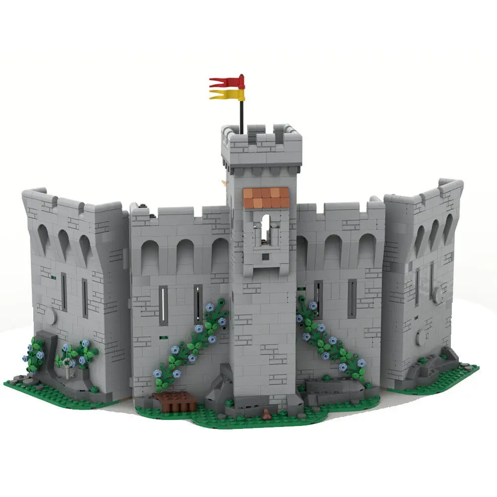 Torre de defensa de castillo Medieval, extensión de pared de Castillo, 1492 piezas, MOC