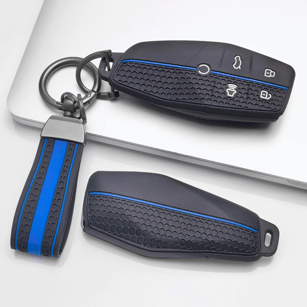 Silicone Key Cover With Chain For MG One For Roewe iMAX8 D7 Soft Touch Lightweight Protective Cover Durable Scratch Resistant