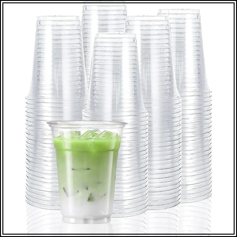 12 oz Clear Plastic Cups, 100 Pack for Cold Drinks & Coffee, Disposable, Sturdy