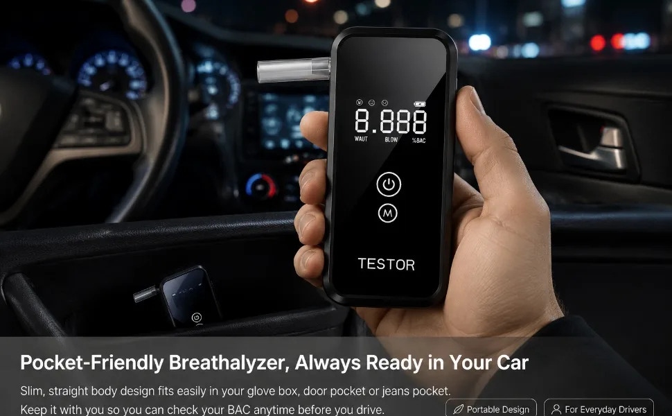 Professional Digital Breathalyzer High Accuracy Alcohol Tester Portable Breath Alcohol Detector with LCD Screen