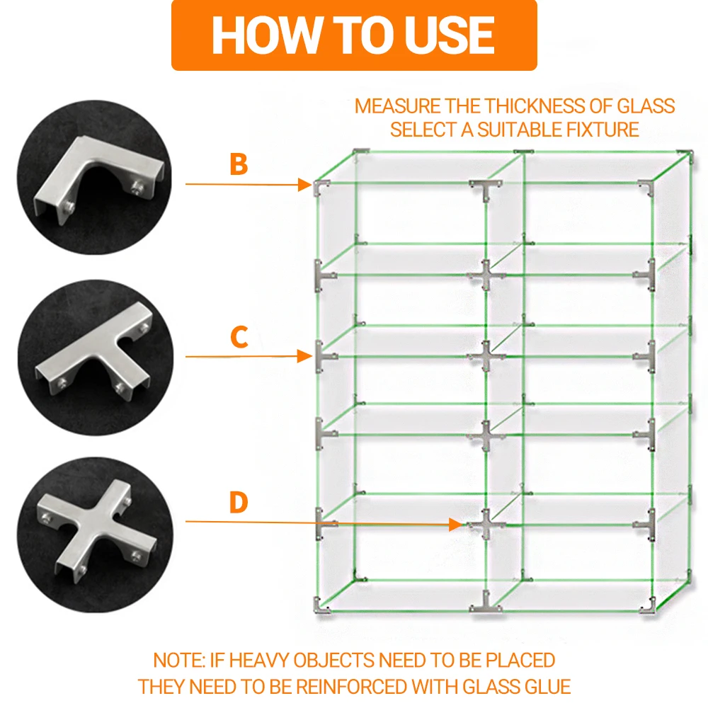 2pcs High Quality Aluminum Glass Clip Acrylic Wood Board Clamp Tile Connector Corner Buckle Combination Tool Fixture Accessories