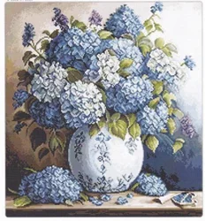 Vaso con Bouquet di ortensie 16CT 14CT non stampato kit di punto croce di alta qualità ricamo arte fai da te ricamo fatto a mano decorazioni per la casa