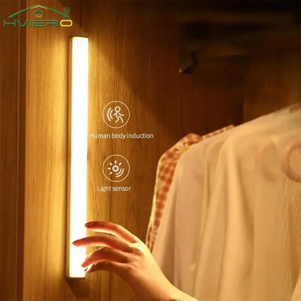 야간 조명 무선 LED 모션 센서 램프, USB 충전식 자석, 옷장, 주방 통로 튜브 감지기 전구 썸네일 2