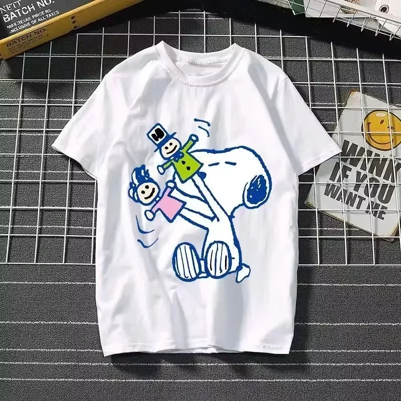 2025 New Summer Snoopy T Shirt Cartoon Short Sleeved Tees Tops Harajuku Tshirt Women Streetwear Pullover Clothes Men's Clothing