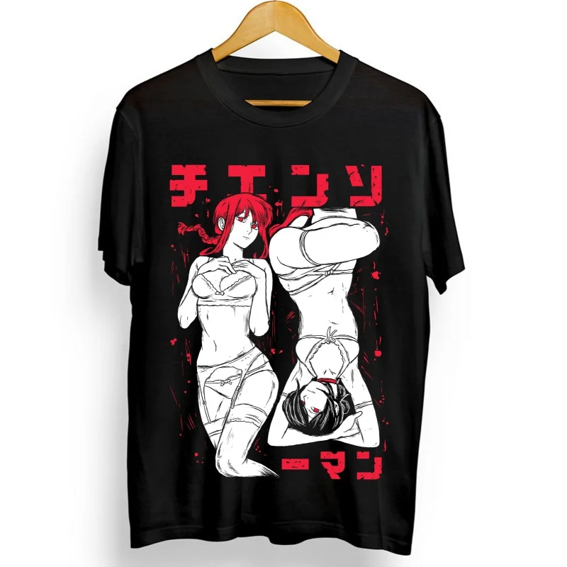 

Chainsaw Man Waifu Denji Power Gift t shirt Horro Anime Graphic Tee 100% cotton print clothing Y2K clothes Large size Tops