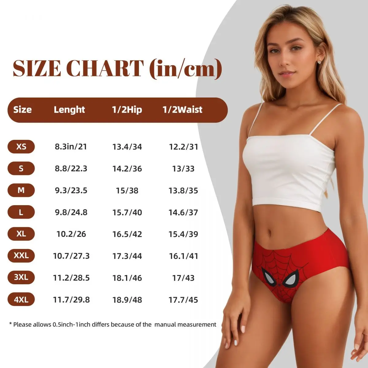 Custom Women Spider Red Web Brief Panties Female Soft Cartoon Underwear Underpants