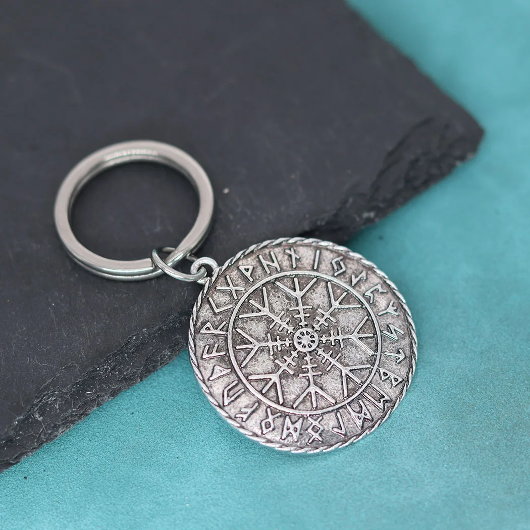 Nordic Viking Runes Vegvisir Compass Pendant Keychain For Men Women Amulet Talisman Jewelry Birthday Gift For Boyfriend