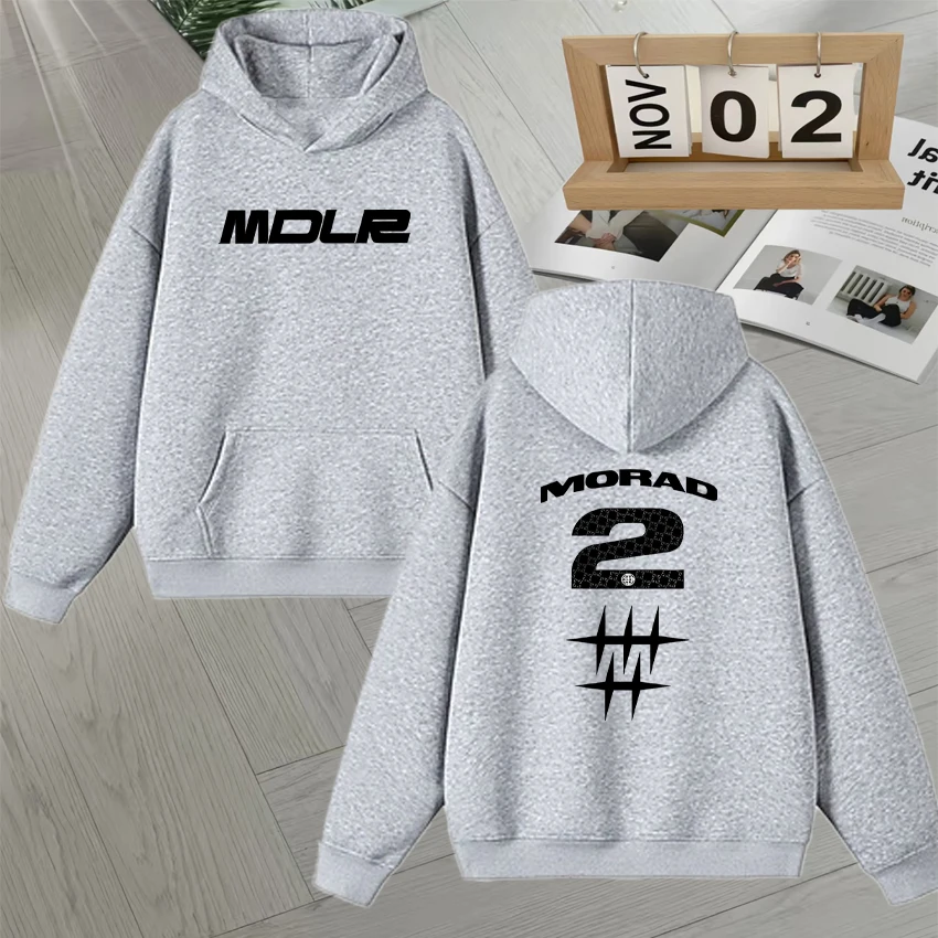 Rapper Morad MDLR Tour 2025 Double Sided Print Hoodie Men Women Long sleeve Hip Hop Pullover Casual Oversized Fleece Sweatshirts