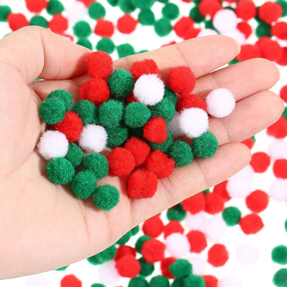 4 แพ็คคริสต์มาส Pompons DIY วัสดุ Ball ตุ๊กตาลูกบอลสีสัน Fluffy Pompom Poms
