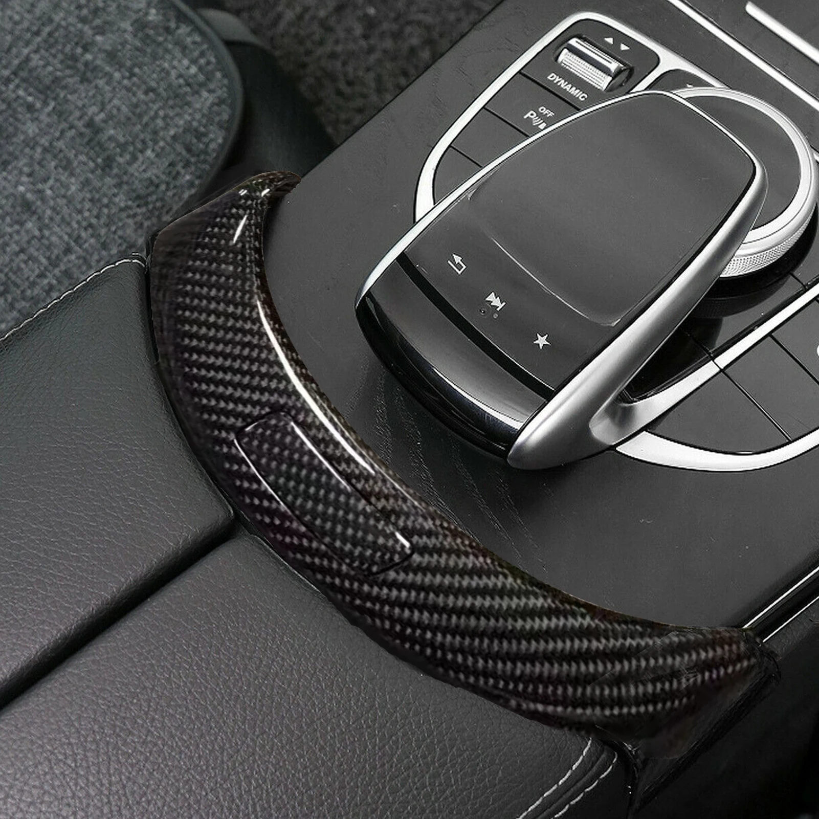 For Benz All C-Class 2015-2020 Replacement Real Carbon Fiber Armrest Box Front Console Cover Armrest Release Button Accessories