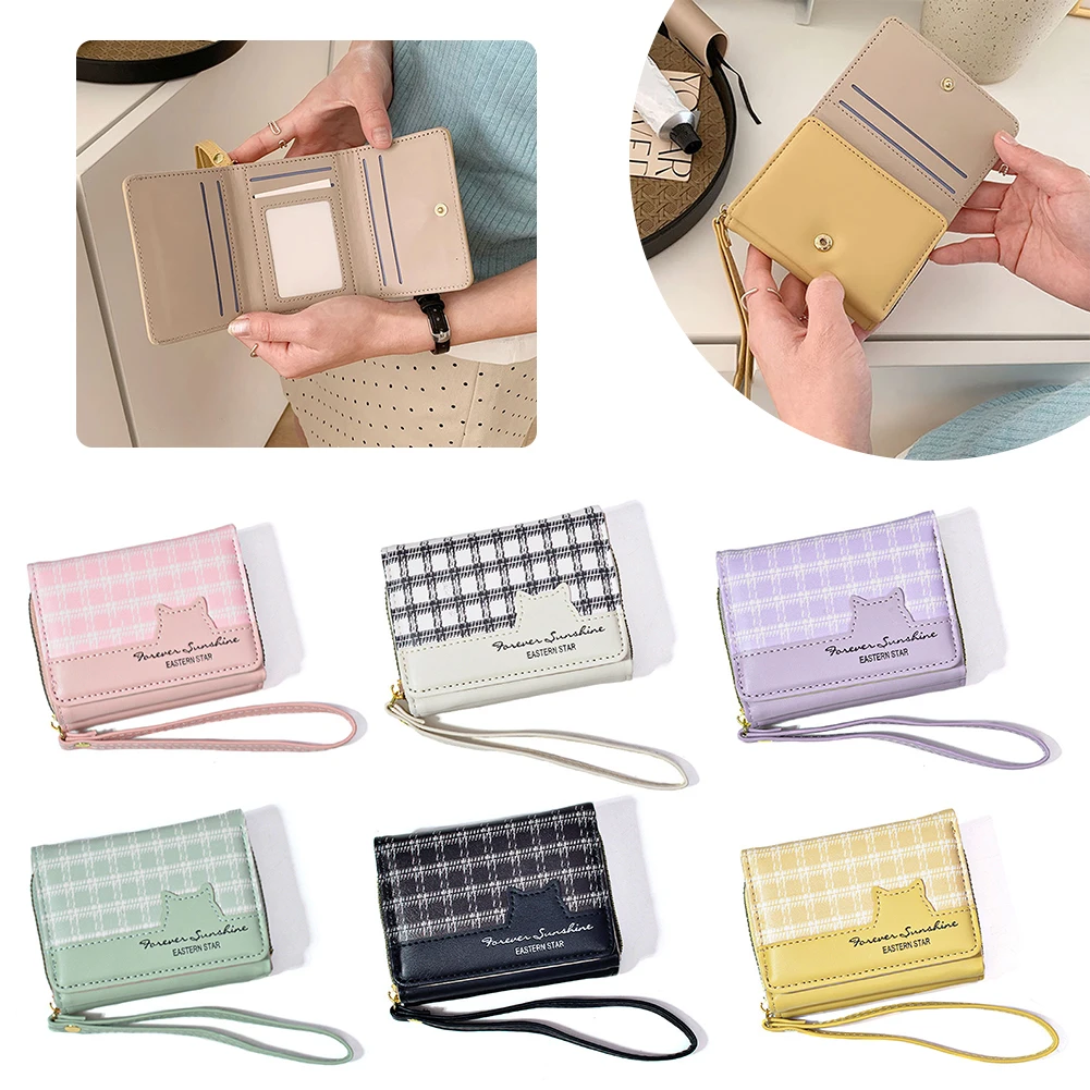 

Multi Card Slots Coin Purse Cat Pattern Large Capacity Coin Purse For Shopping Trip