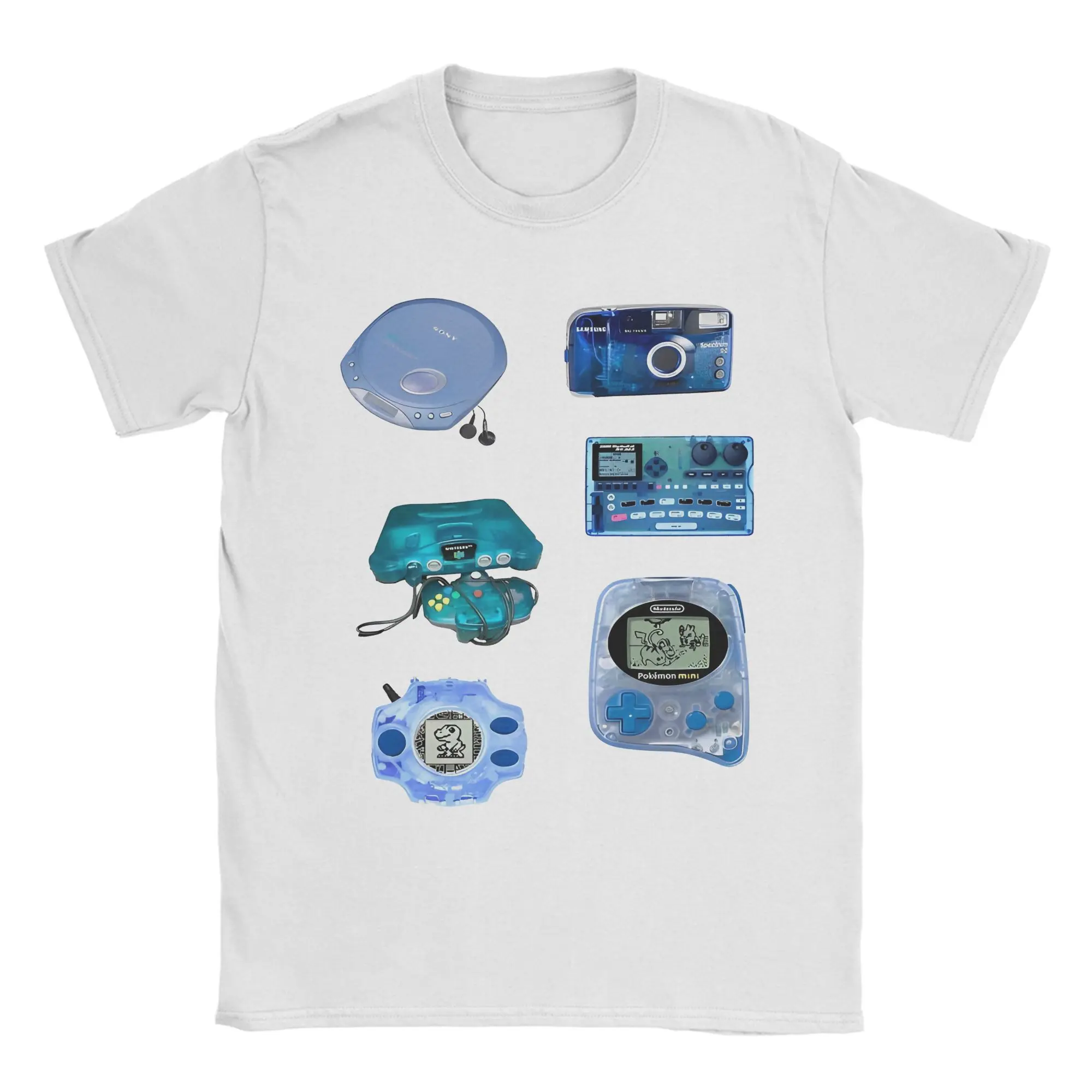 Casual Clear Blue electronics sticker packs T-Shirts Men Women Round Neck Pure Cotton T Shirt Frutiger Aero Tees Clothing