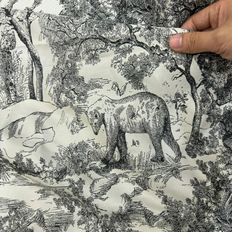 Jacquard Fabric Ink Style Off White Sketch Chinese Style Clothing Dres Design Fabrics for By The Meter Diy Wholesale Cloth