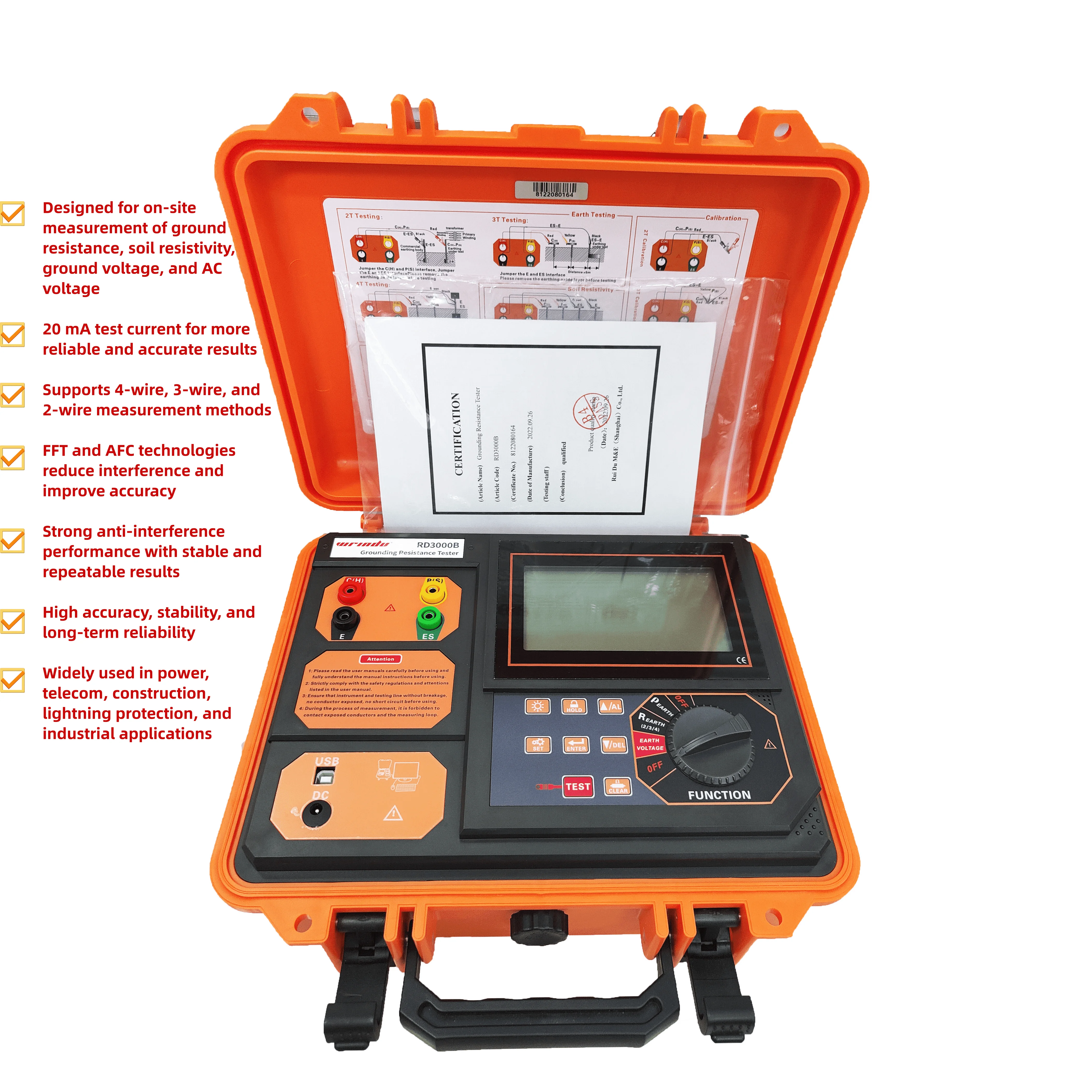 Portable Ground Resistance Meter Earth Ground Resistance Tester Manufacture