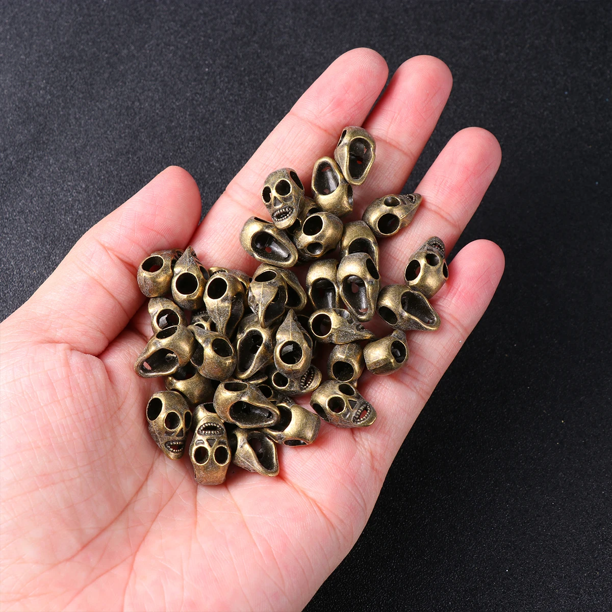 

50Pcs Vintage Skull Beads Large Hole DIY Jewelry Supplies for Bracelets Necklaces Creative Craft Projects